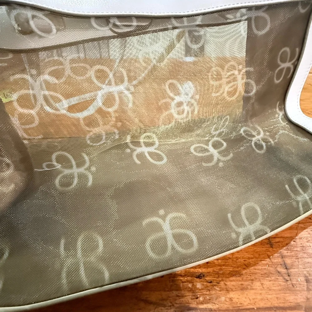 Arbonne Consultant Souvenir Purse White See-Through Mesh Plus 2  Bags Small